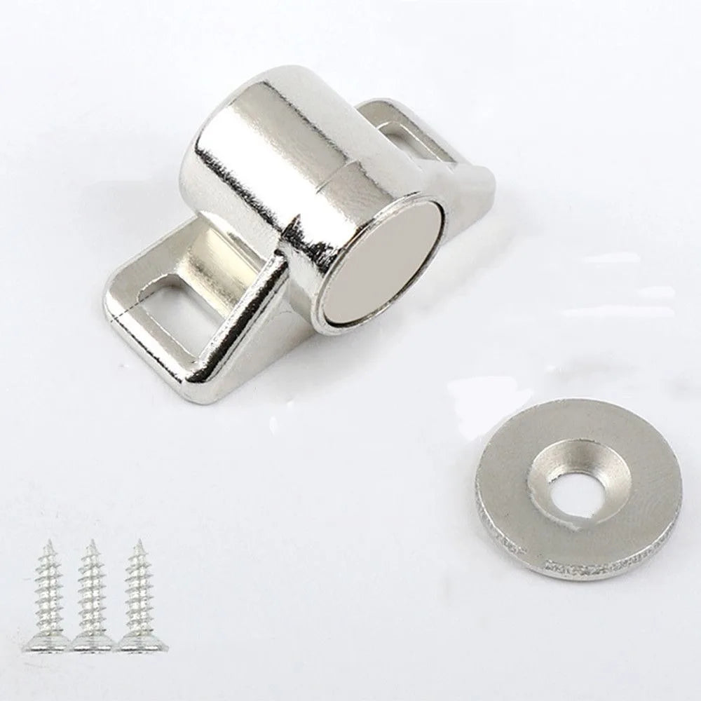 Magnetic Door Stopper – No-Drill Zinc Alloy Cabinet Latch Magnetic Door Stopper Axl Silver