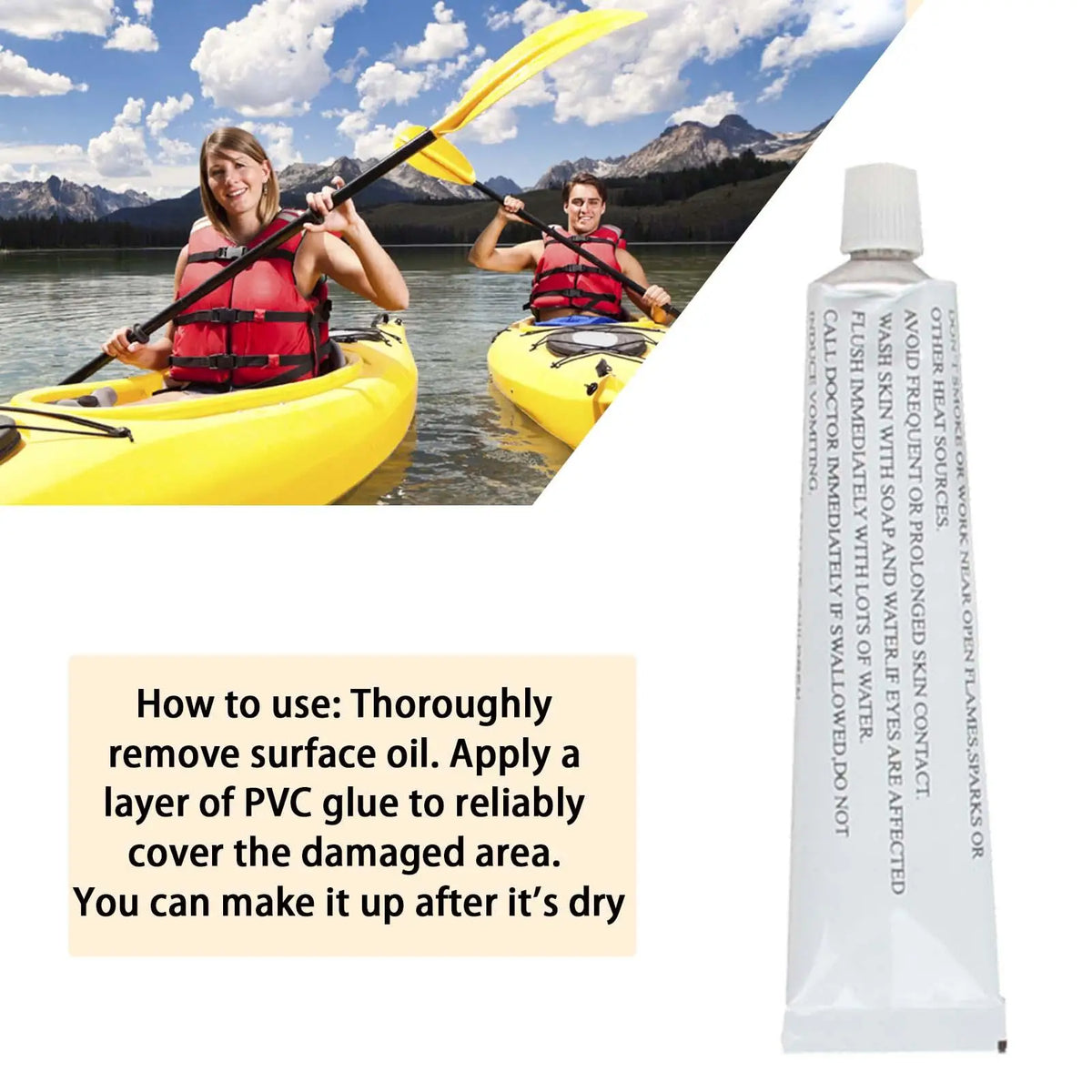 Waterproof PVC Repair Glue 30ml – Kayak & Inflatable Boat Fix PVC Repair Adhesive Axl
