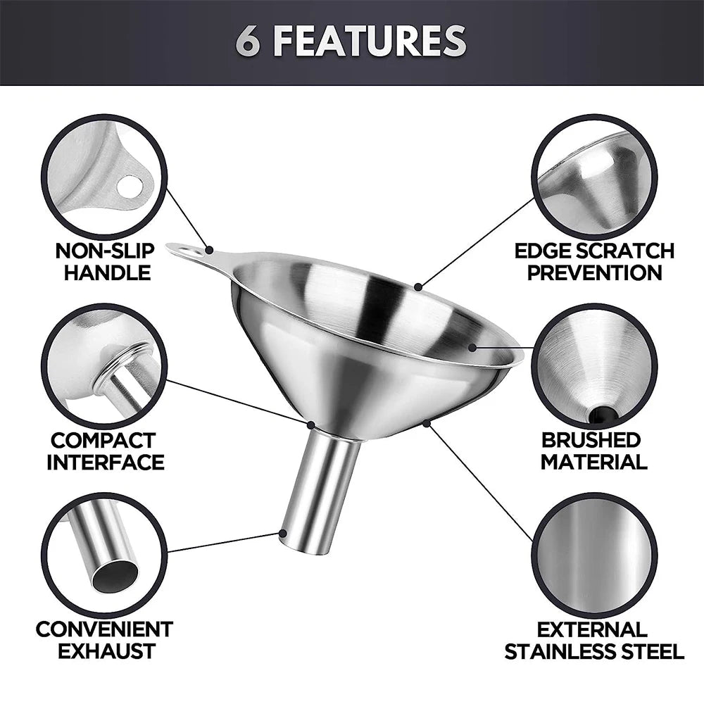 Stainless Steel Kitchen Funnels Set – 3/5 Pcs Food Grade Kitchen Funnel Set Axl