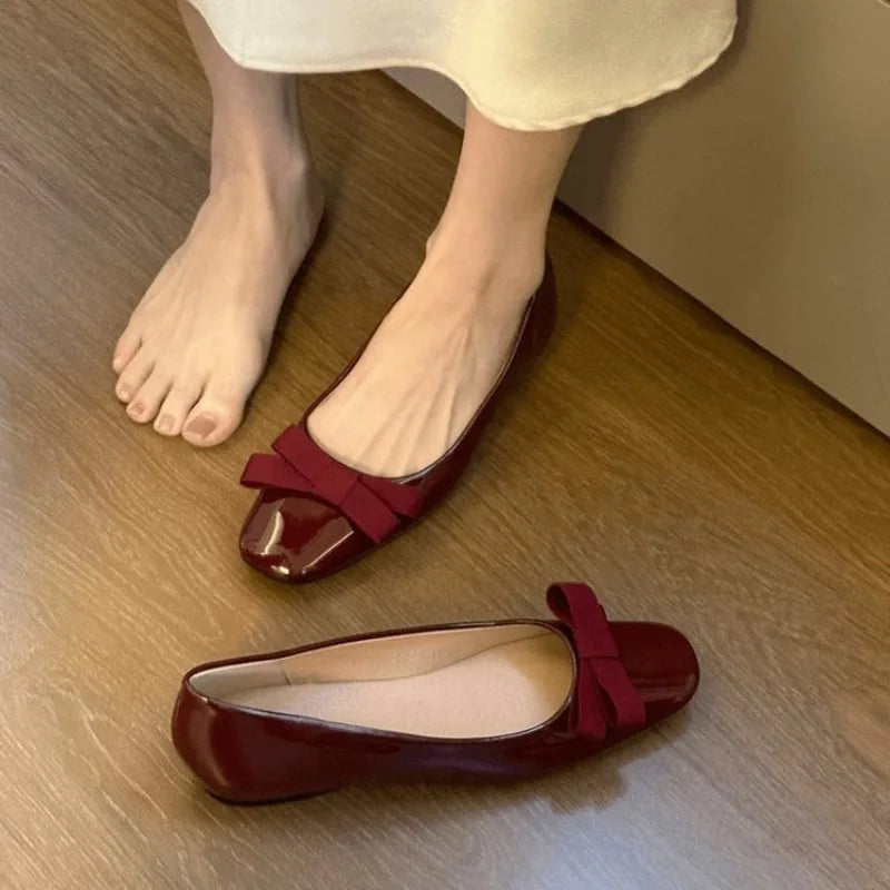 Women's Bow Flat Shoes – Elegant Korean Slip-On Flats Women's Flat Shoes Axl
