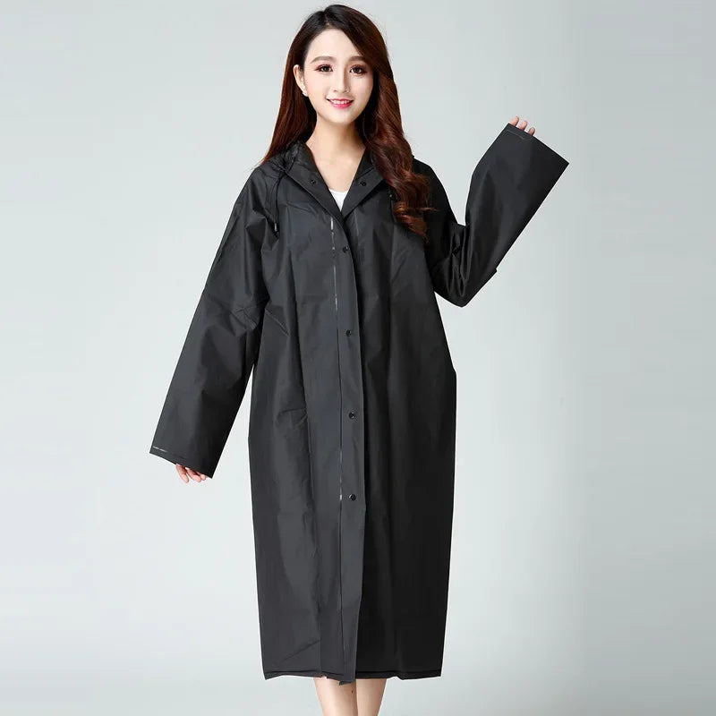 Women's Waterproof Rain Poncho – Clear Yellow Nylon Raincoat Women's Rain Poncho Axl Black L