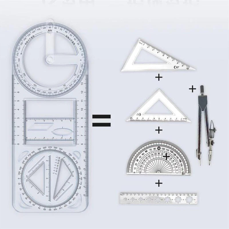 360° Multifunctional Geometric Drawing Ruler – Student Math Tool Geometric Drawing Ruler Axl