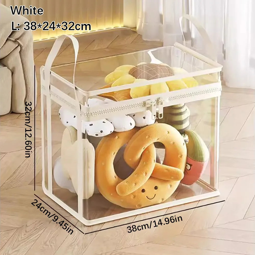 Transparent Doll & Toy Storage Bag – Stackable Dustproof Organizer Toy Storage Organizer Axl White L-38-24-32cm