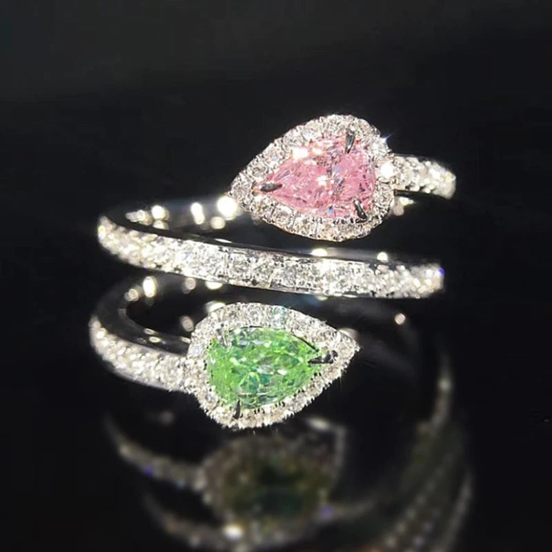 Huitan Pink & Green CZ Cross Ring for Women | Trendy CZ Fashion Ring Axl Q324 6