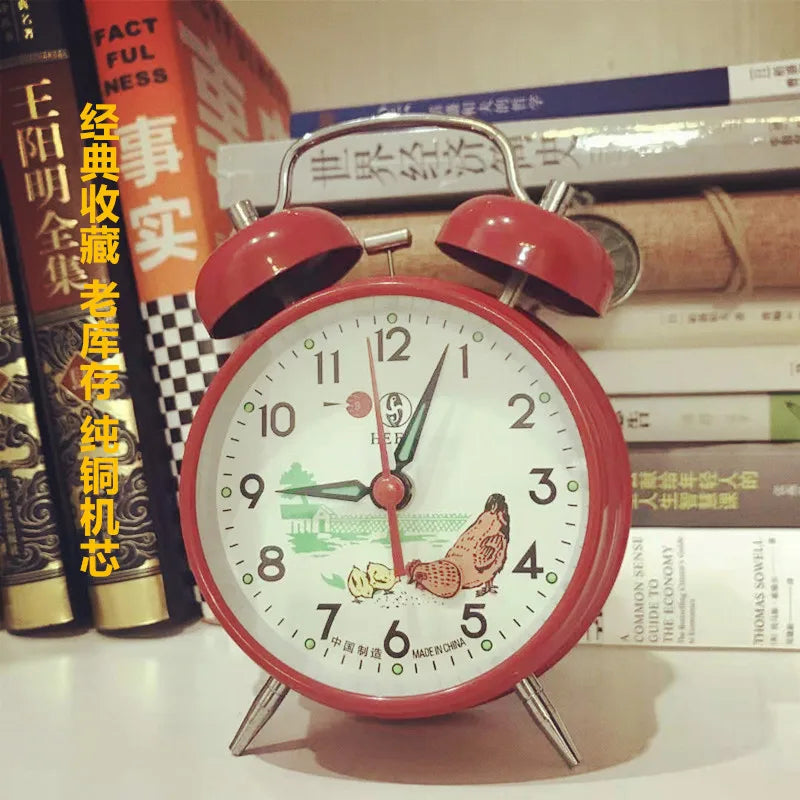 Vintage Mechanical Alarm Clock – Chicken Pecking Rice Desk Clock Mechanical Alarm Clock Axl Red
