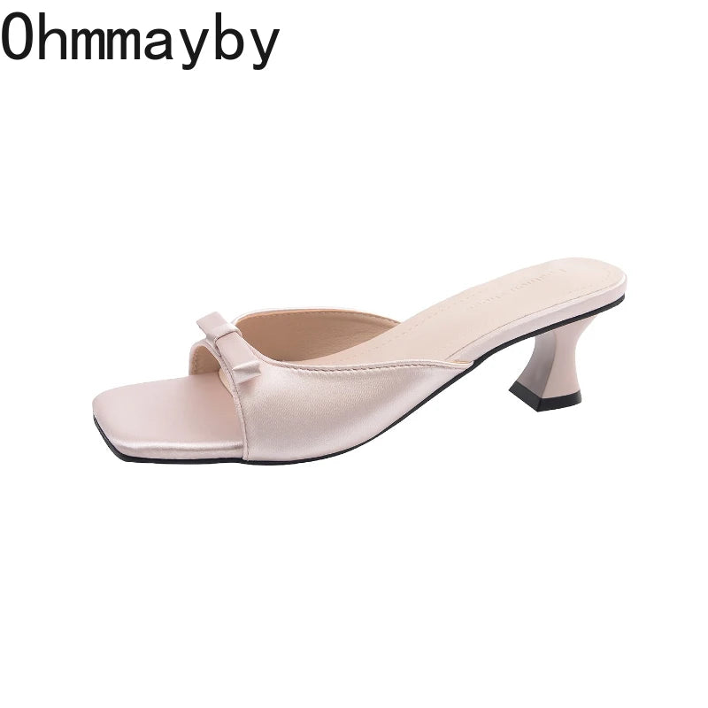 Women's Square Toe Thick Heel Mule Slides – Summer Dress Shoes Heel Mule Slides Axl