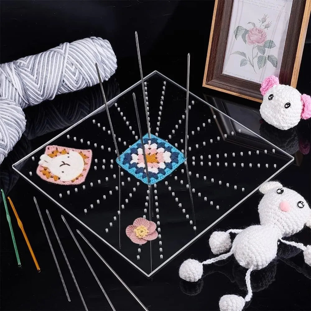 Clear Acrylic Crochet Blocking Board with Stainless Steel Pins Crochet Blocking Board Axl