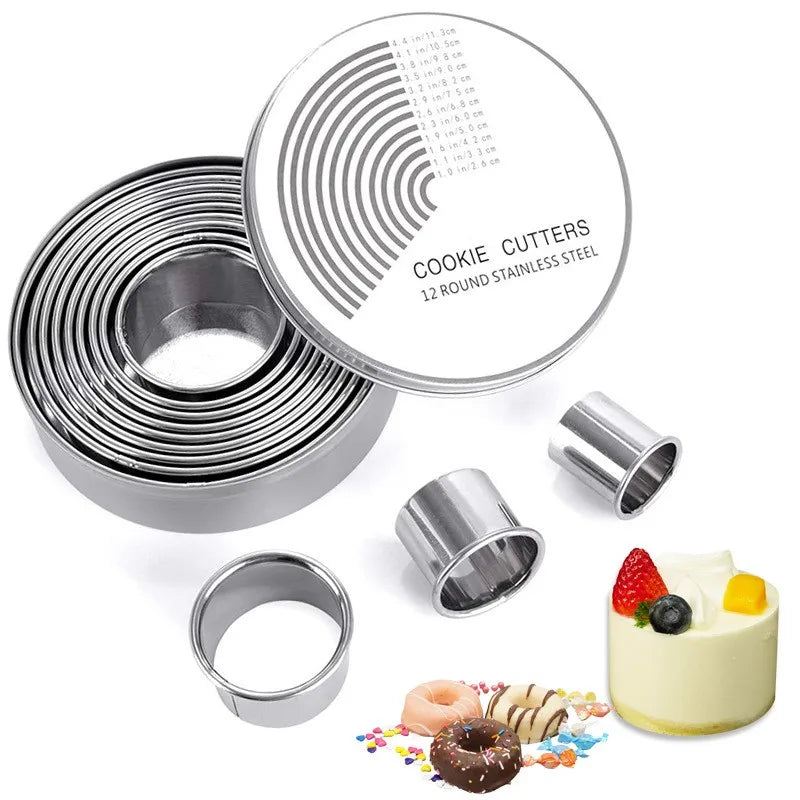 Round Cookie Cutter Set – 11/12 Pc Stainless Steel Baking Molds Cookie Cutter Set Axl