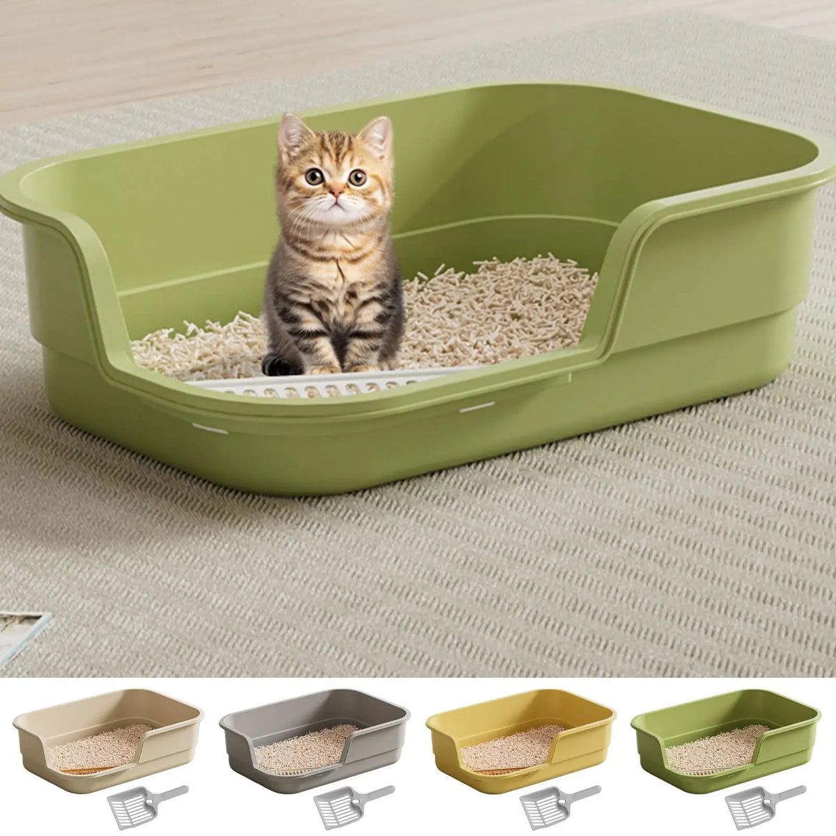 Large Anti-Splash Cat Litter Box with Scoop – Odor Control Cat Litter Box Axl