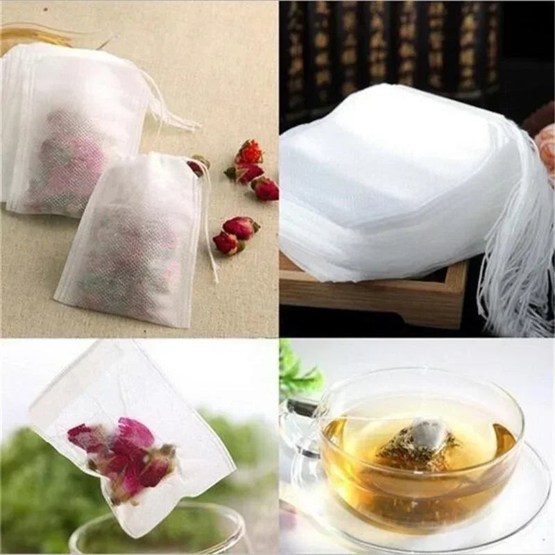 100-Pack Empty Drawstring Tea Bags – Herb & Spice Filter Pouches Tea Filter Bags Axl