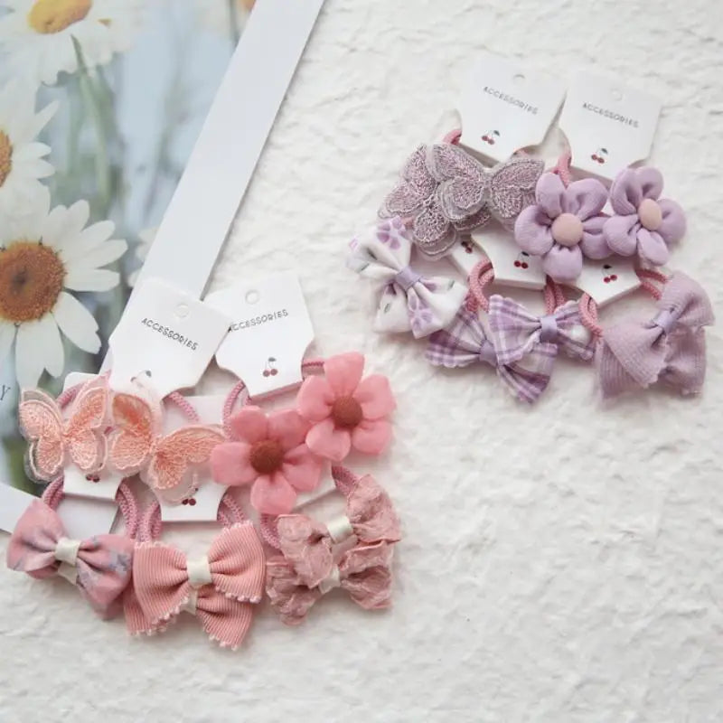 10-Pack Elastic Flower Hair Bands – Handmade Floral Hairbands Elastic Hair Bands Axl