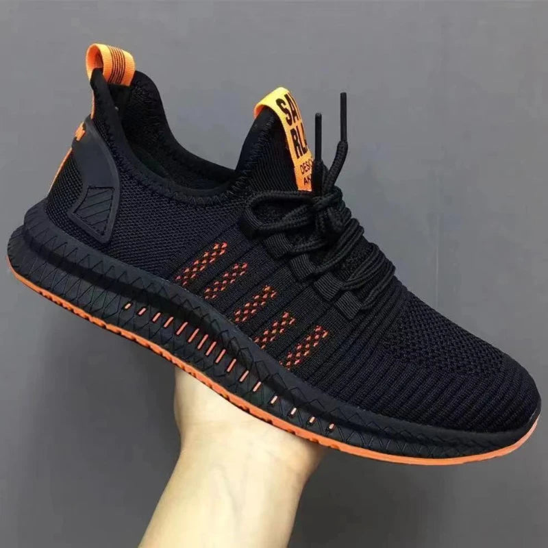 YBQJOO Men's Breathable Mesh Casual Sneakers – Lightweight Men's Casual Sneakers Axl Orange 44