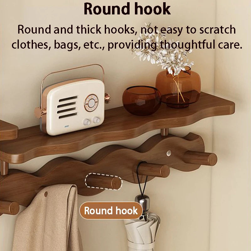 Bamboo Wall-Mounted Coat Rack – 4-Hook Entryway Organizer Wall Coat Rack Axl
