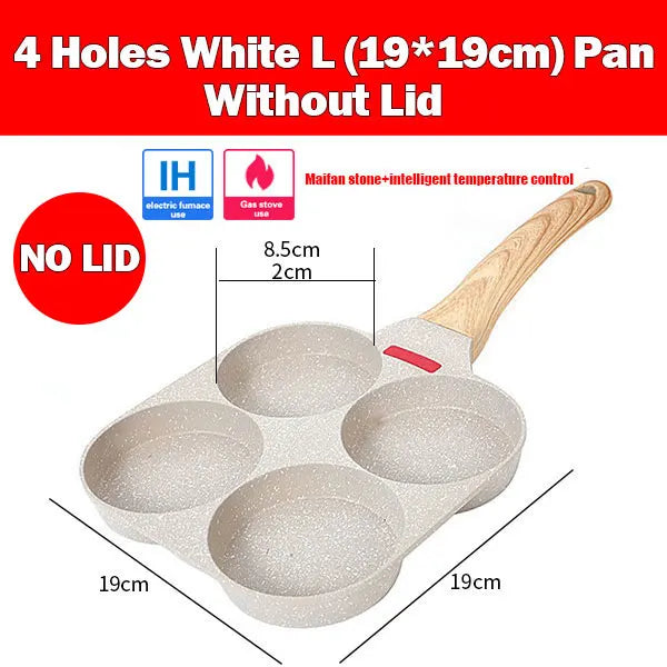 PGY 4-Cup Nonstick Egg Frying Pan with Lid | Omelet Pan Nonstick Egg Pan Axl White L 19 x 19cm