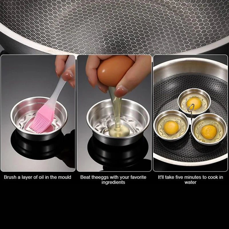 3-in-1 Stainless Steel Egg Steamer Mold – Round & Heart Egg Steamer Mold Axl
