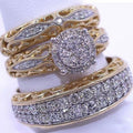 Huitan 3-Piece CZ Bridal Ring Set – Two-Tone Women's Rings Bridal Ring Set Axl A345 6
