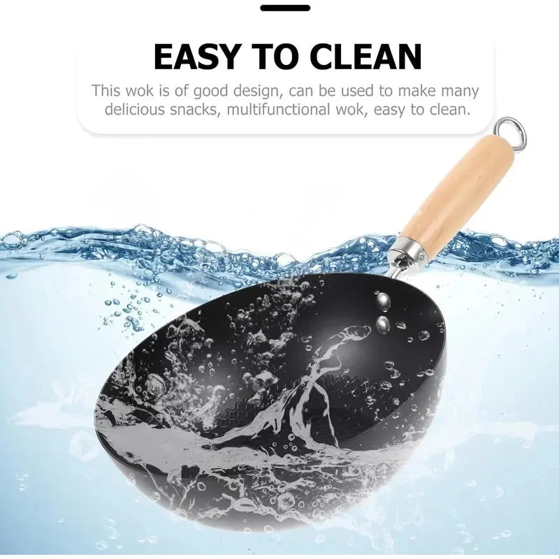 Uncoated Flat Bottom Iron Wok – Induction & Gas Stir-Fry Pan Iron Wok Axl