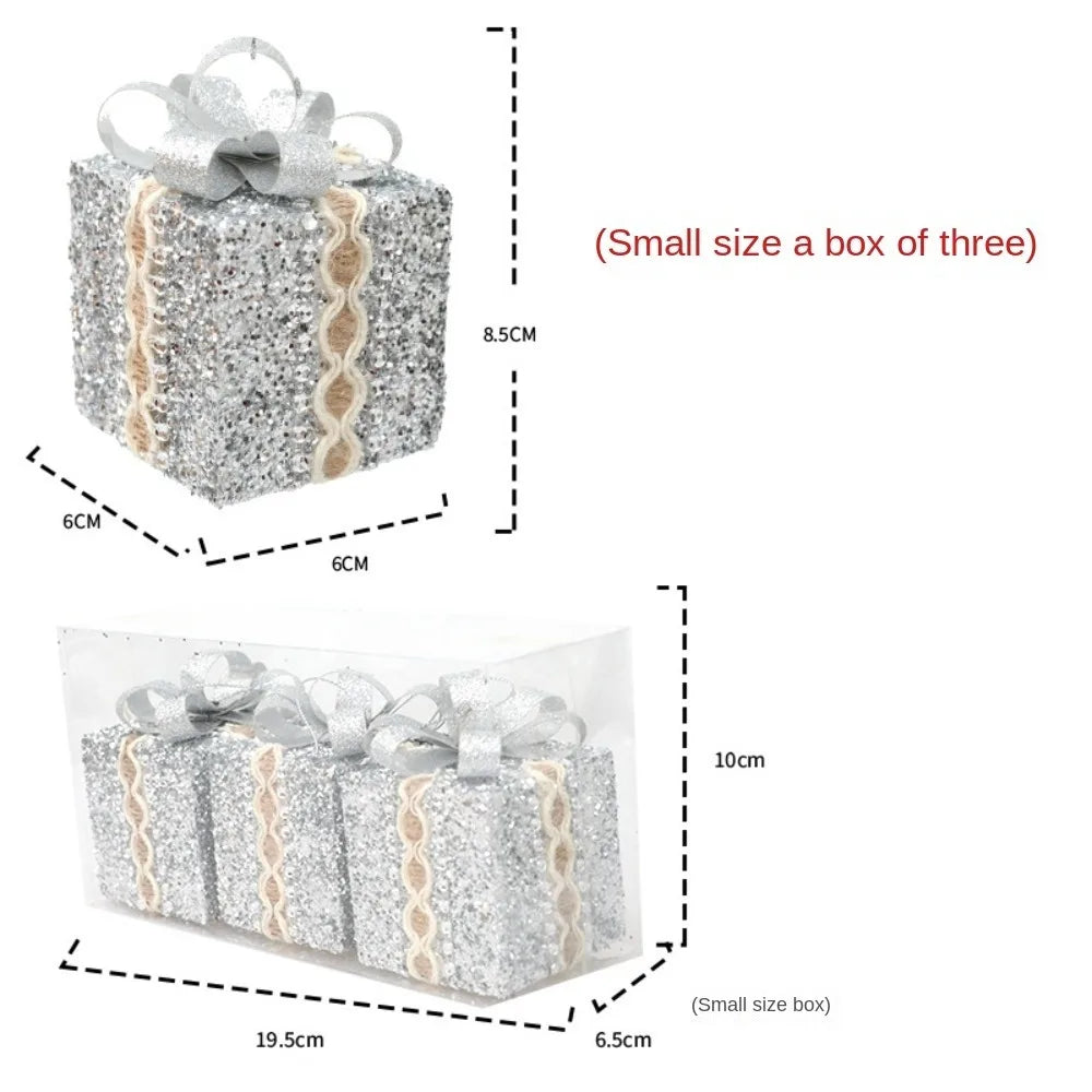 Lace Gift Box Christmas Tree Ornaments – DIY Plastic Pendant Set Christmas Tree Ornament Axl Silver Small