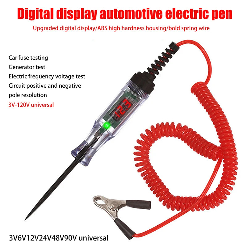 Digital LED Circuit Tester 5-120V Backlit Auto Voltage Tool Circuit Tester Axl