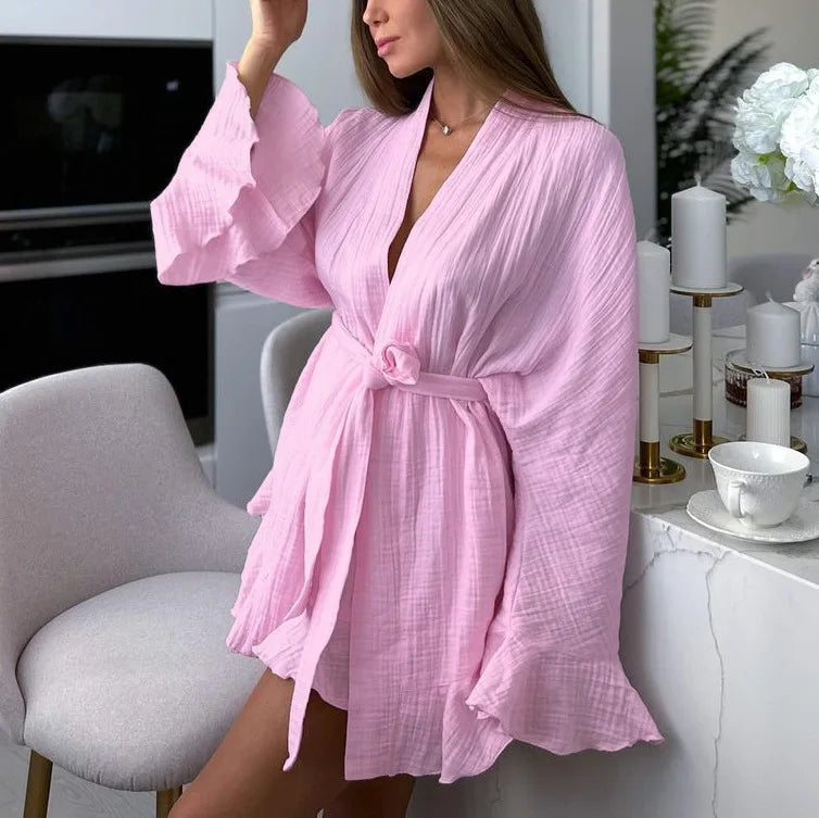 Women's Ruffle 2-Piece Pajama Set – Long Sleeve & Shorts Women's Pajama Set Axl pink M