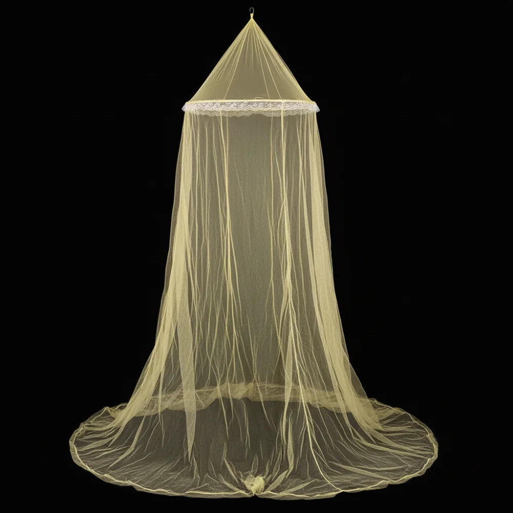 Princess Dome Mosquito Net Canopy – Decorative Bed Mesh Bed Mosquito Canopy Axl light yellow
