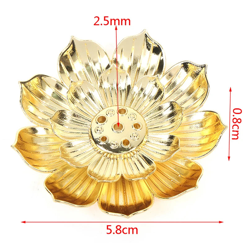 Gold Incense Burner Stick Holder – Buddhist Flower Plate Base Incense Burner Holder Axl