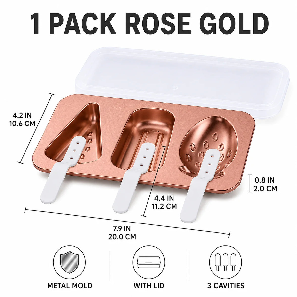Stainless Steel Popsicle Molds – DIY Ice Cream Maker with Lids Popsicle Mold Set Axl 1 Pack Rose Gold