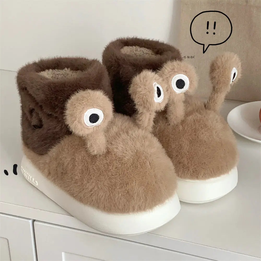 Lorilury Snail Plush Slippers – Unisex Faux Fur Indoor Slides Plush Indoor Slippers Axl Brown snail 44-45 China Mainland
