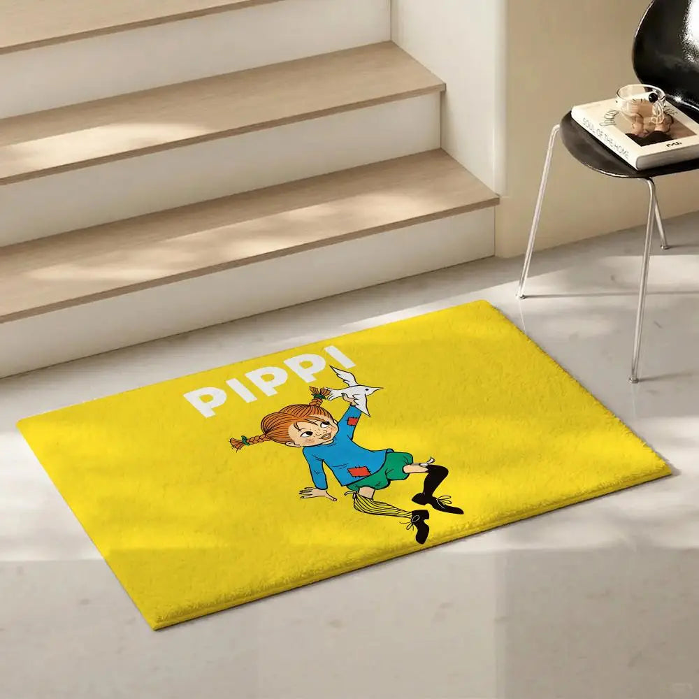 Pippi Longstocking Flannel Floor Mat – Non-Slip Indoor Rug Character Floor Mat Axl