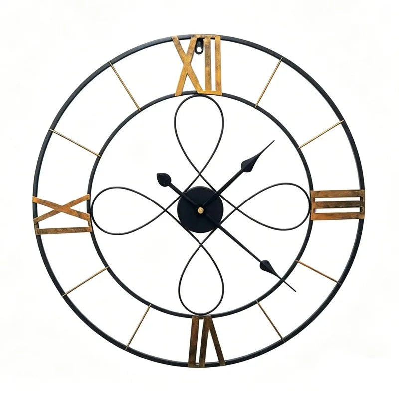 Retro Metal Wall Clock – 60cm Silent Large Living Room Decor Wall Clock Axl