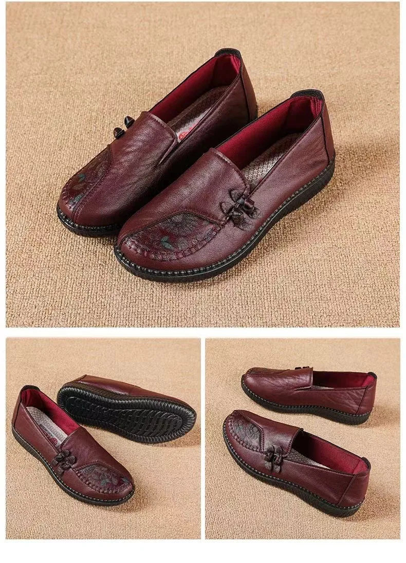 Women's Leather Flat Loafers – Anti-Slip Slip-On Shoes Women's Flat Loafers Axl