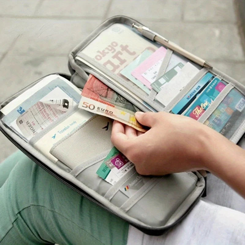 Travel Wallet Passport & Card Organizer – Multifunction Clutch Travel Passport Wallet Axl