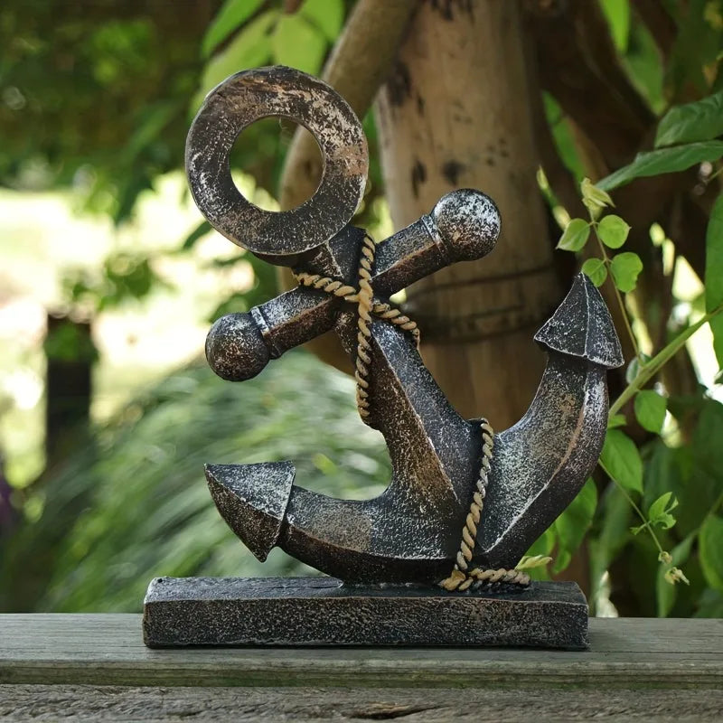 Retro Ship Anchor Resin Sculpture – Nautical Home Décor Resin Nautical Sculpture Axl