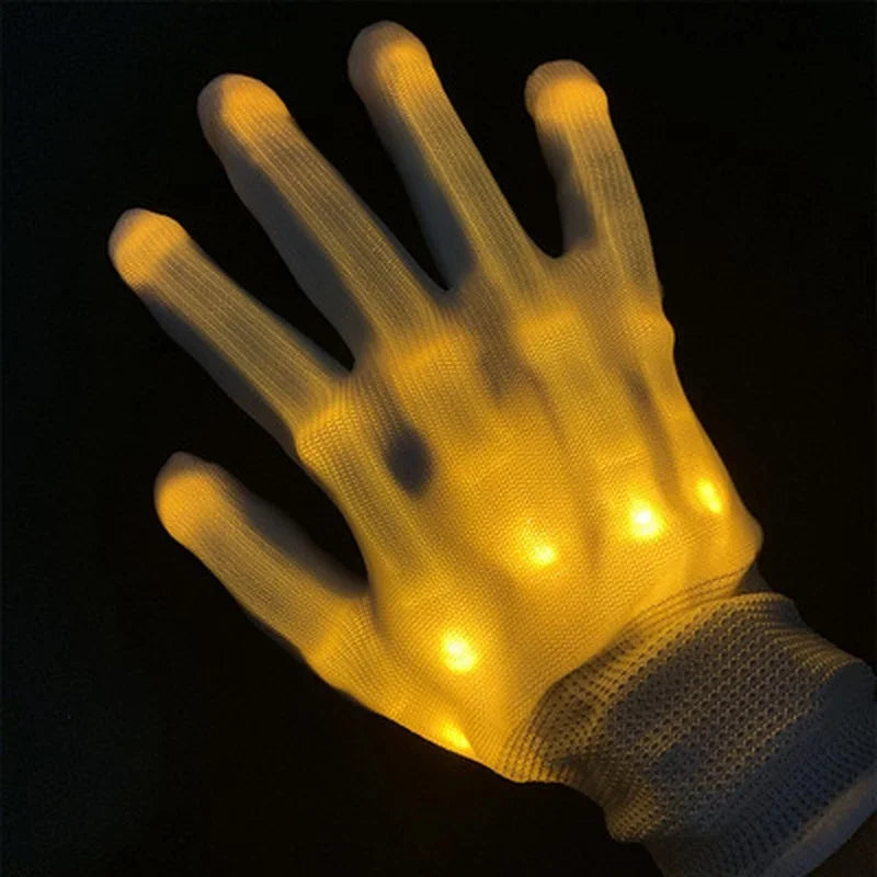 LED Light-Up Glow Gloves – Flashing Skull Halloween Party Prop LED Glow Gloves Axl YELLOW