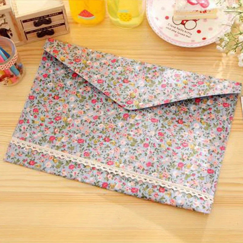 A4 Floral Fabric File Folder – Large Capacity Document Organizer Document File Folder Axl B