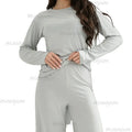 Women's Knit Pajama Set – Long Sleeve Top & Lounge Pants Women's Pajama Set Axl Gray S