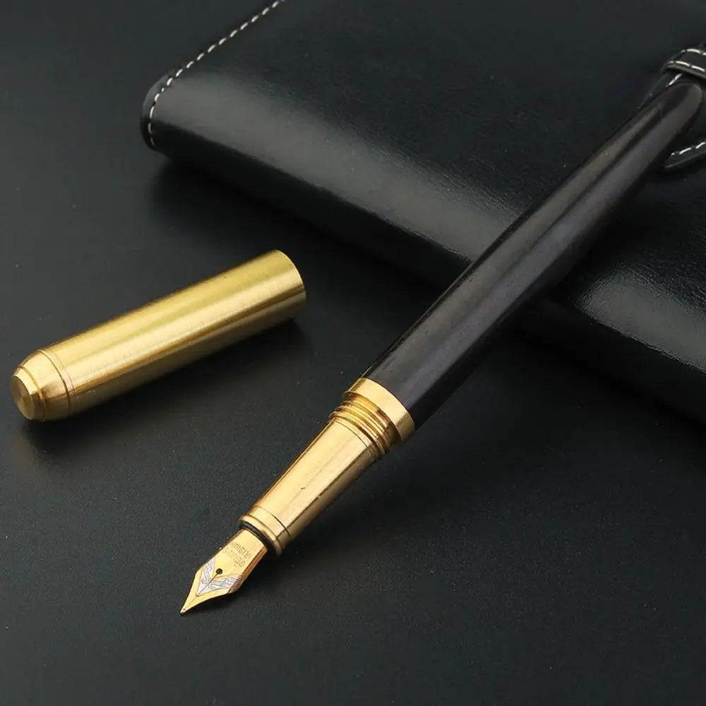 Wood & Brass Fountain Pen – 0.7mm Calligraphy Signature Pen Fountain Pen Axl C