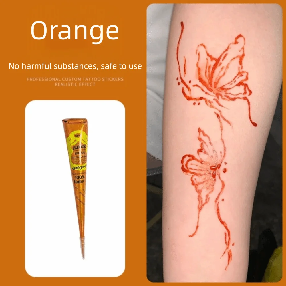 Natural Henna Paste Cone – Semi-Permanent Mehndi Body Art Henna Body Art Axl Orange