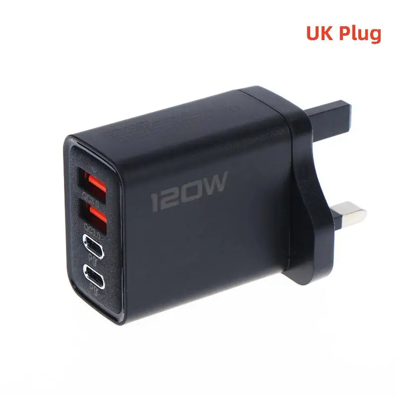4-Port 120W USB-C Fast Charger – PD & QC3.0 | EU US UK USB Charging Station Axl A4
