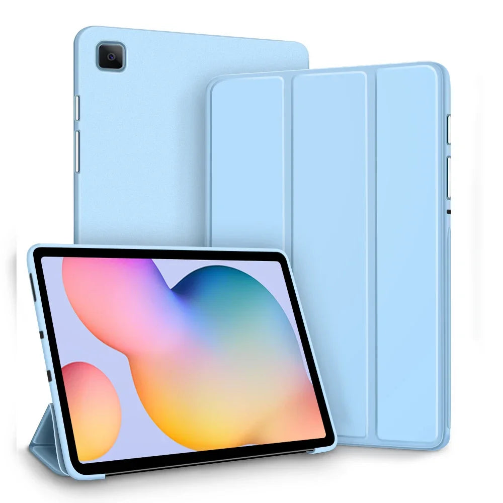Silicone Tri-Fold Case Samsung Galaxy Tab S6 Lite A8 A9 S7 S8 S9 Tablet Case Axl Light blue Tab A11 8.7in