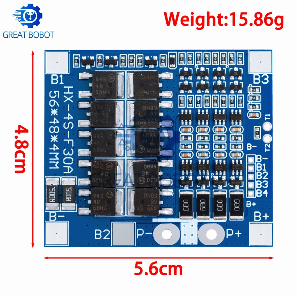 4S 30A BMS LiFePO4 Lithium Battery Protection Board with Balance Battery Protection Board Axl