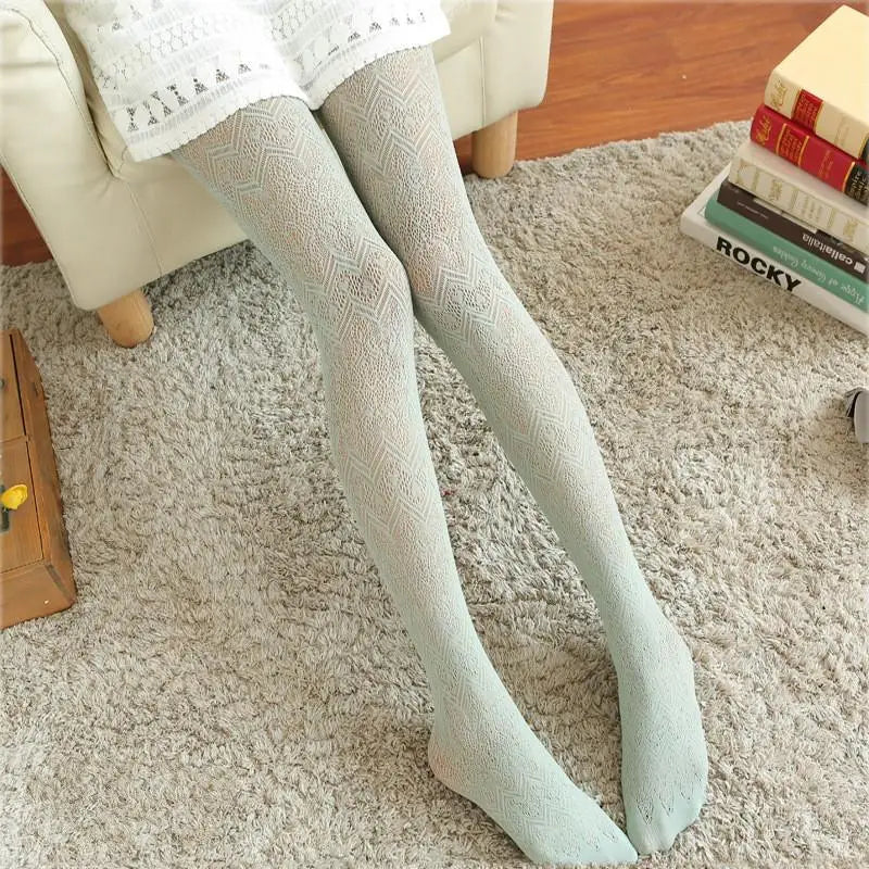 Women's Love Wave Fishnet Tights – Hollow-Out Pantyhose Fishnet Tights Axl light green One Size