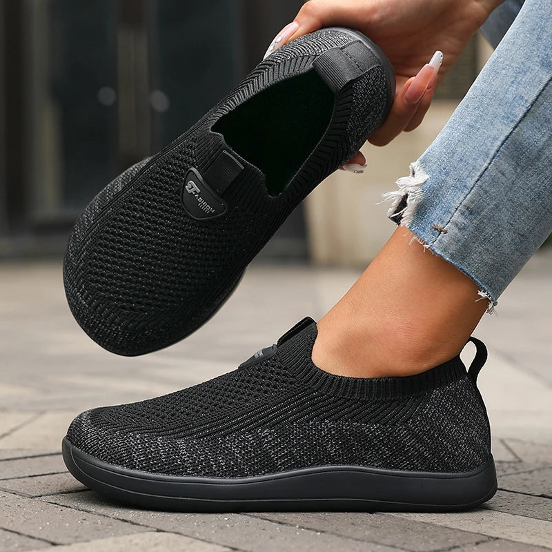 ZULIWAGN Wide Toe Barefoot Sneakers | Breathable Walking Shoes Walking Sneakers Axl All Black 43