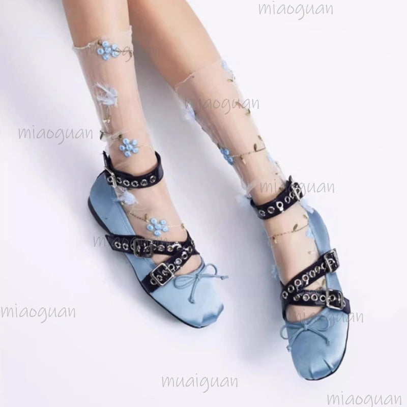 Women's Lolita Ballet Flats – Square Toe Buckle Strap Loafers Ballet Flats Axl