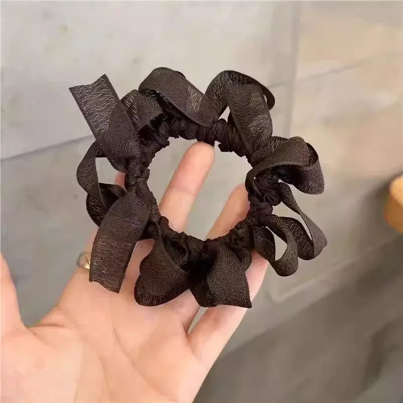 Korean Bow Elastic Hair Scrunchie – Sweet Hair Tie for Women Hair Scrunchie Axl coffee-1pcs