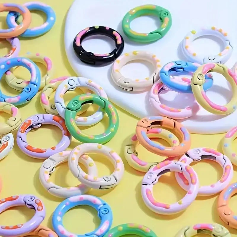 8-Pack Colorful Donut Spring Gate Key Rings & Carabiners Keychain Craft Rings Axl