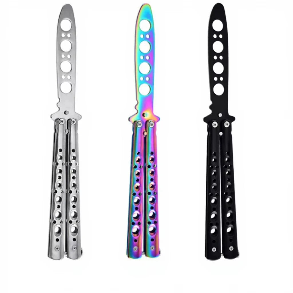 Butterfly Knife Trainer – Folding Stainless Steel Practice Tool Knife Trainer Tool Axl