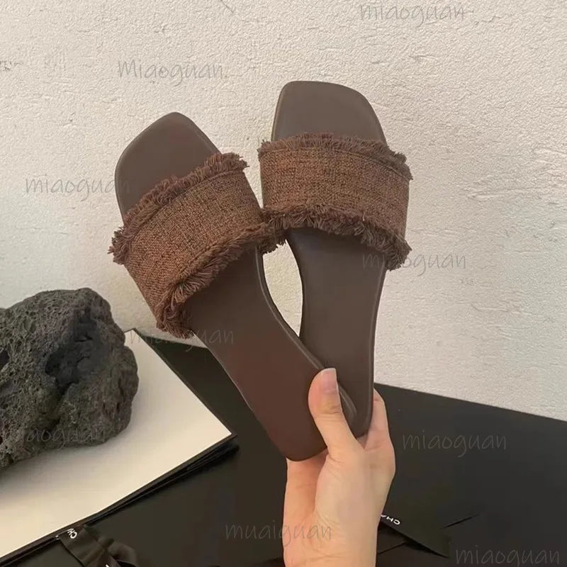 Women's Open-Toe Flat Slides – Summer Beach Slippers & Sandals Women's Flat Slides Axl