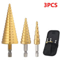 HSS Titanium Step Drill Bit 4-32mm Hex Shank Cone Cutter Step Drill Bit Axl 3PC 4-12 4-20 4-32