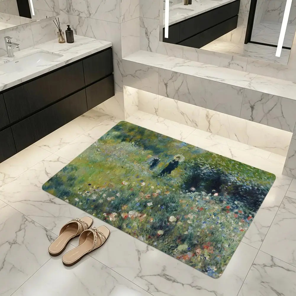 Diatomite Bath Mat Quick-Dry Non-Slip | Renoir Art Design Diatomite Bath Mat Axl